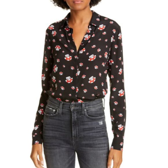 Alice + Olivia Tops - Alice + Olivia Willa Mushroom Print Shirt NWT
